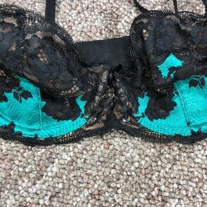VS Sexy Lace Teal and Black Bra